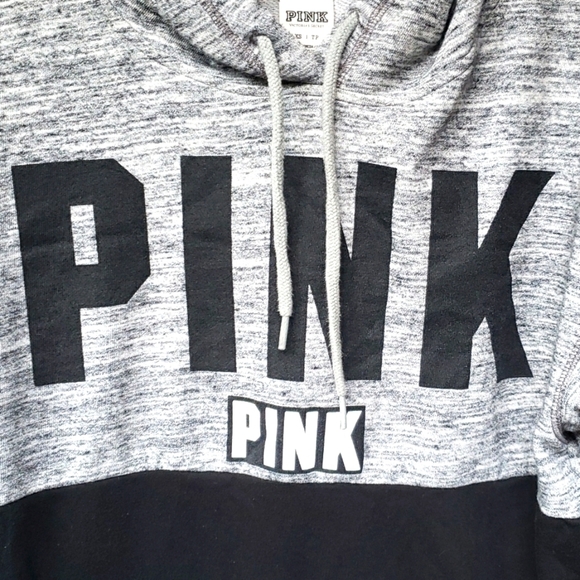 VS PINK Black & Gray Pink Victoria’s Secret Hoodie Size XS colorblock - Picture 2 of 5